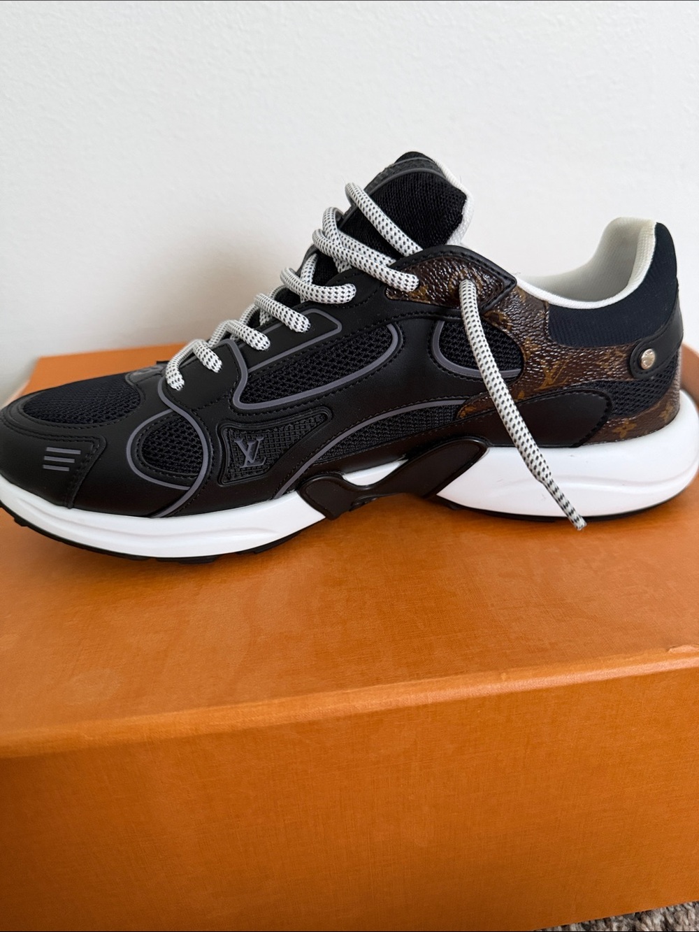 Louis Vuitton Black and Brown Monogram Runner Sneaker